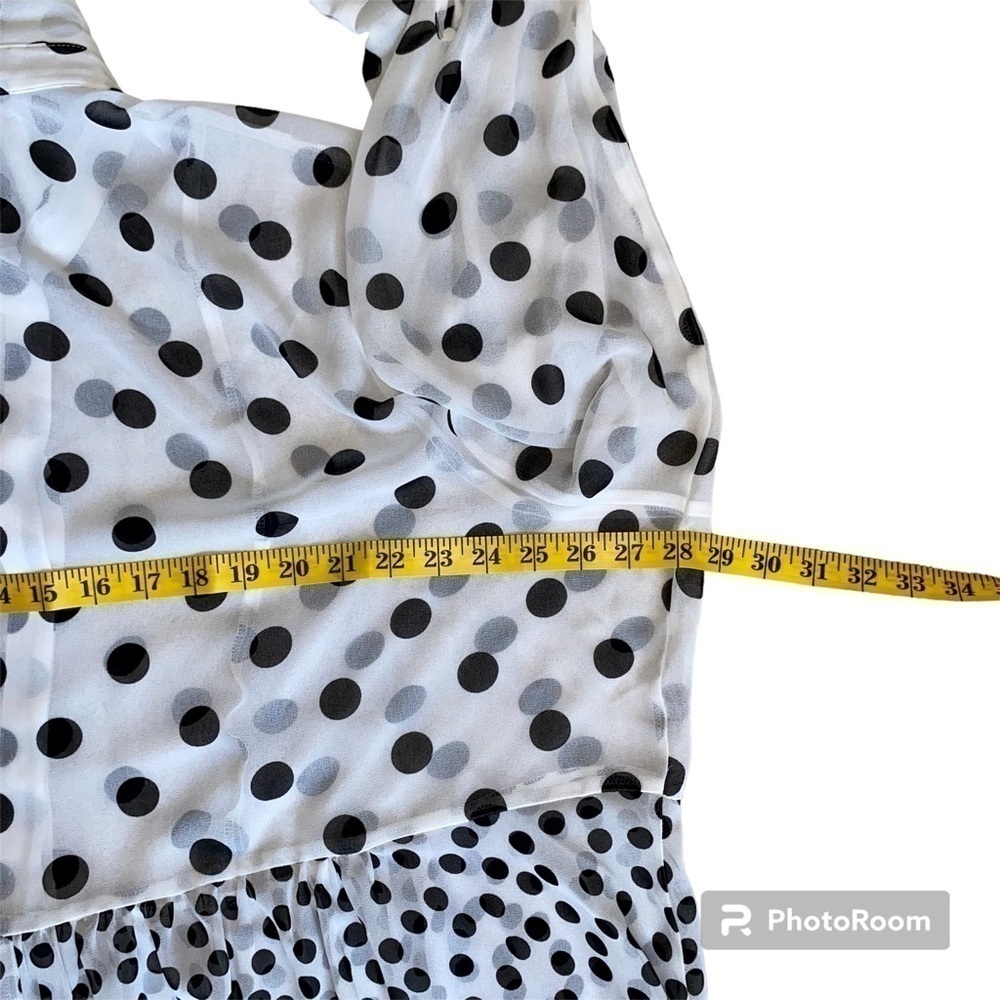 LANE BRYANT Sheer Blouse Long Sleeve White Black Polka Dot Women Plus Size 22/24 - Picture 9 of 14